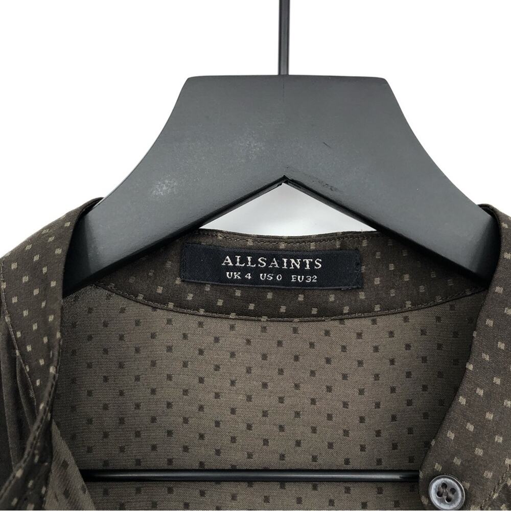 ALLSAINTS Lin Polka Dot Mini Dress Green Brown 0 - Picture 6 of 12